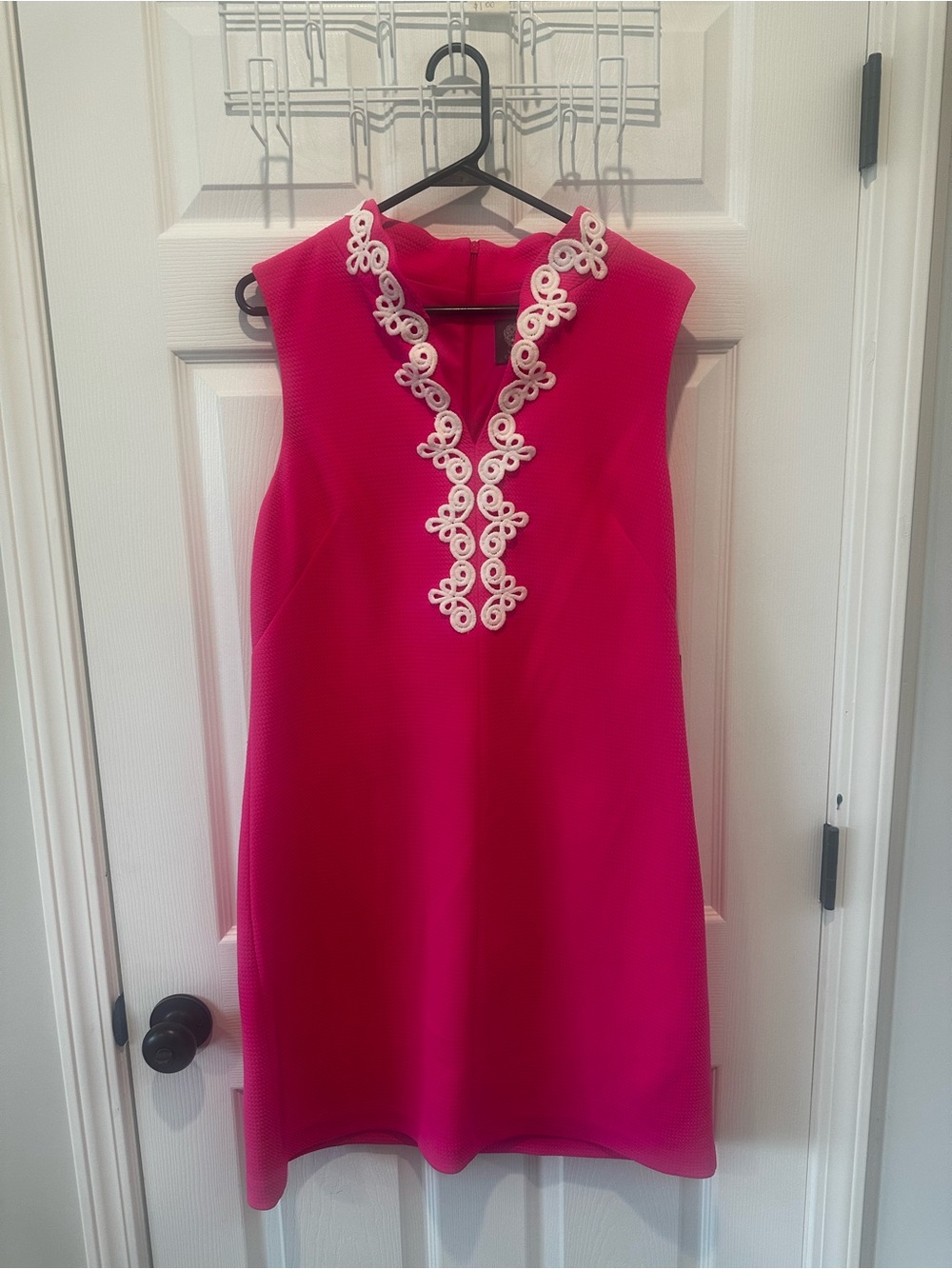 Vince Camuto Hot Pink Sleeveless Dress with White Lace Accent
